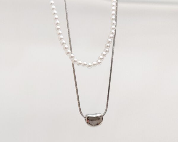 Double Necklace with Heart Pendant