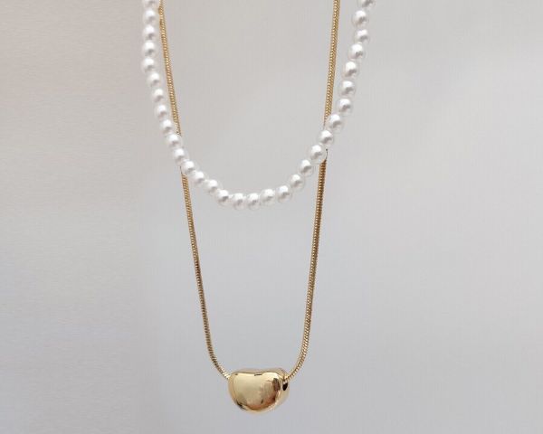 Double Necklace with Heart Pendant