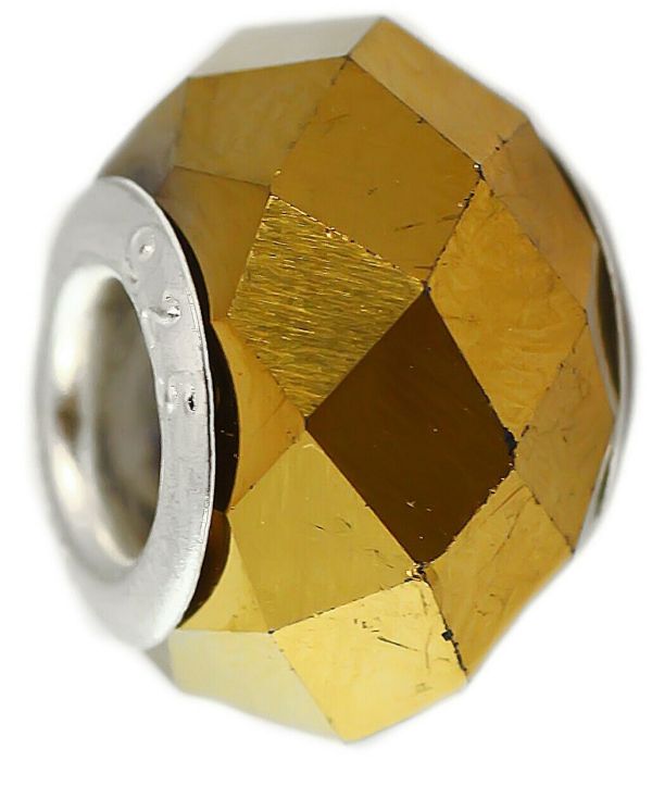 Bead Charm, Faceted Glass, Gold X 230