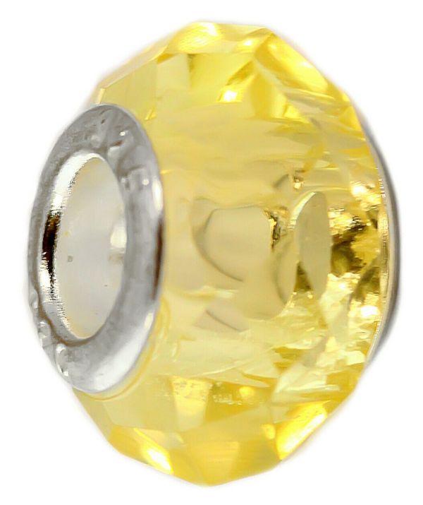 Charm Bead, Faceted Glass, Yellow X 214