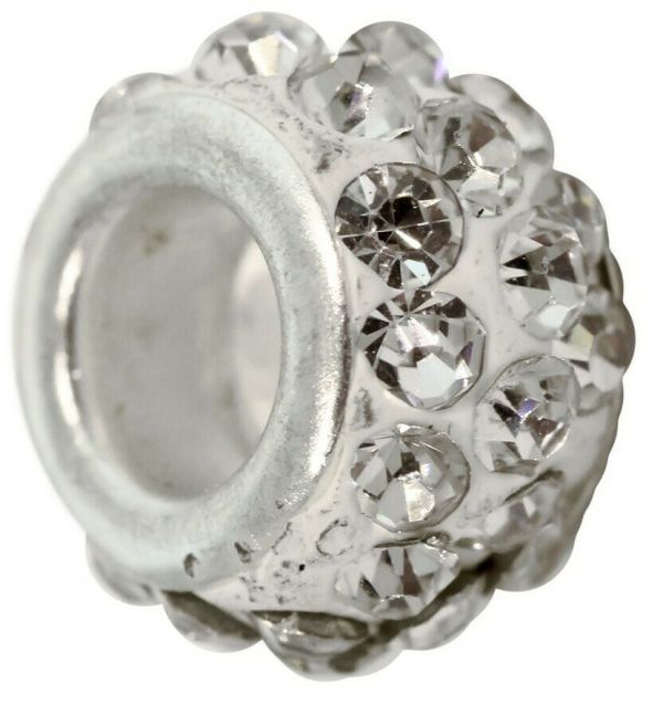 Charm Bead / White Rhinestones X 10