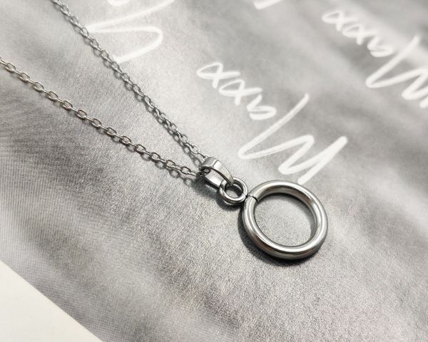 steel pendant on a chain