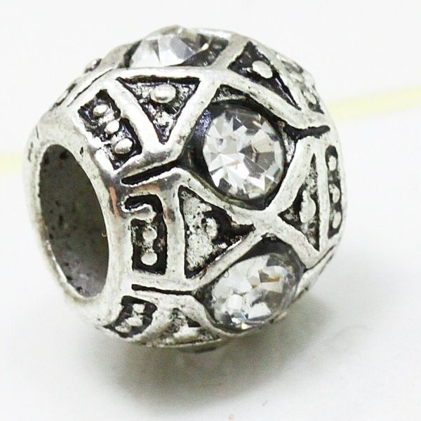 Bead Charm/Metal (White Rhinestones) X 406