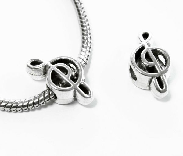 Treble Clef Charm Bead Silver X 531