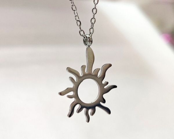 steel pendant on a chain