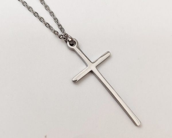 Pendant made of steel Cross on a chain