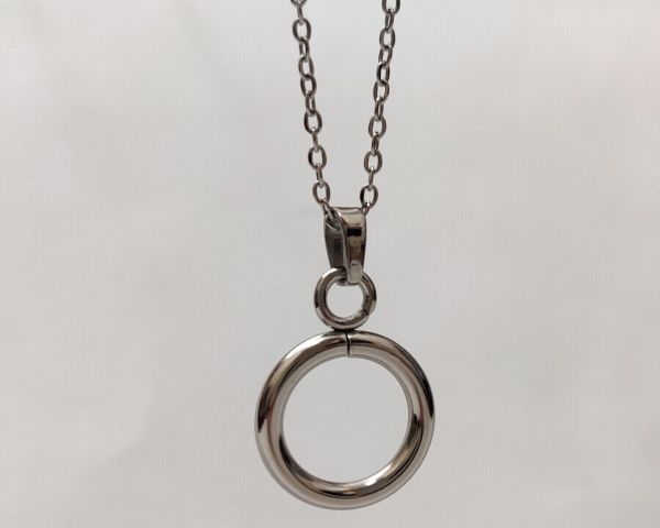 steel pendant on a chain