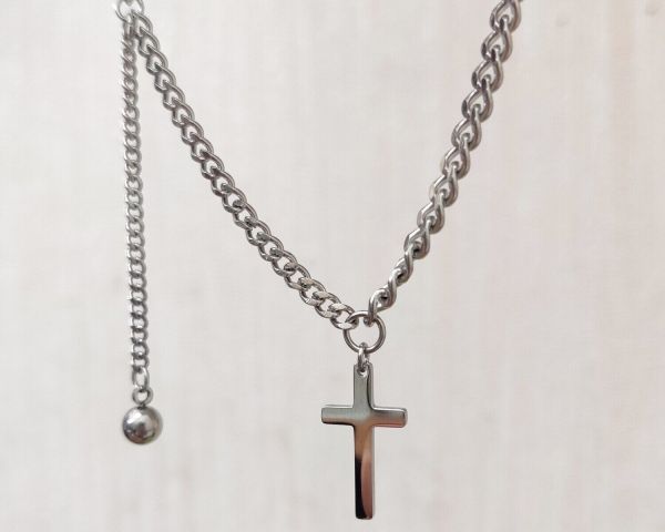 steel pendant on a chain