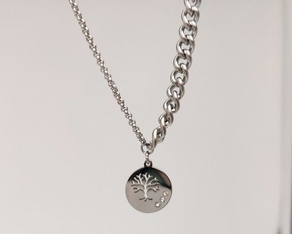 steel pendant on a chain