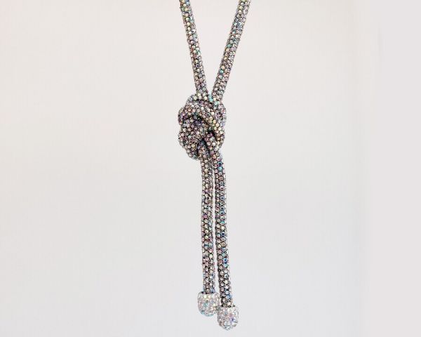 Long necklace made of rhinestones